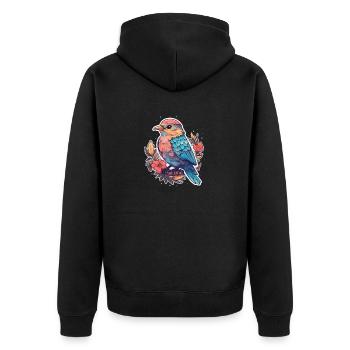 Bird Flowers - Unisex Premium Organic Zip Hoodie - black - Back - Nico (187cm)