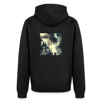 Tokyo City Art 3 - Unisex Premium Bio Zip Hoodie - Schwarz - Hinten - Nico (187cm)