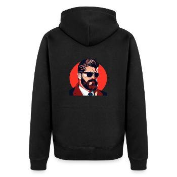 Cool man with sunglasses. Nothing more to add - Unisex Premium Bio Zip Hoodie - Schwarz - Hinten - Nico (187cm)