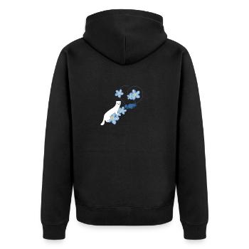Weißes Wiesel - Unisex Premium Bio Zip Hoodie - Schwarz - Hinten - Nico (187cm)