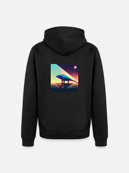 Leo das Chamäleon - Reptilien-Eidechsen-Illustrationskunst - Unisex Premium Bio Zip Hoodie - Schwarz