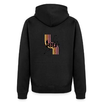 Löwe-Retro-Horoskop - Unisex Premium Bio Zip Hoodie - Schwarz - Hinten - Nico (187cm)