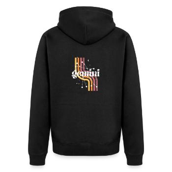 Zwillinge Retro-Horoskop - Unisex Premium Bio Zip Hoodie - Schwarz - Hinten - Nico (187cm)