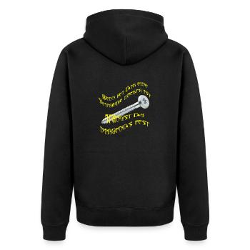 Wenn bei Dir eine Schraube locker ist - Unisex Premium Bio Zip Hoodie - Schwarz - Hinten - Nico (187cm)