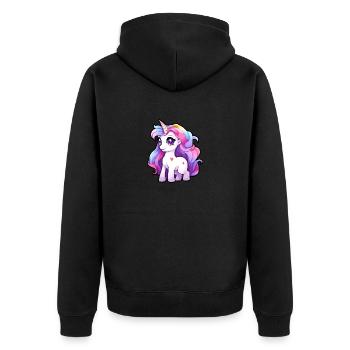 Einhorn - Unisex Premium Bio Zip Hoodie - Schwarz - Hinten - Nico (187cm)