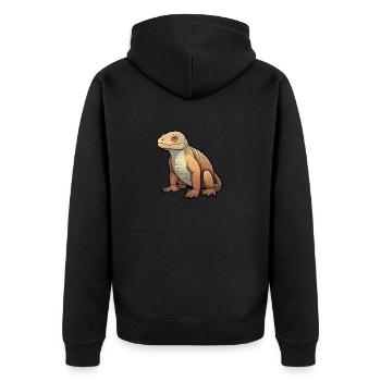Komodowarane - Unisex Premium Bio Zip Hoodie - Schwarz - Hinten - Nico (187cm)