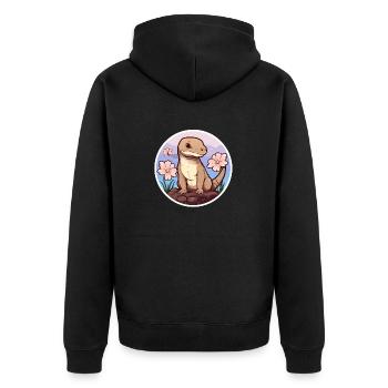Komodowarane Kawaii - Unisex Premium Bio Zip Hoodie - Schwarz - Hinten - Nico (187cm)