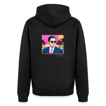Ich bin eine Erfolgsgeschichte der 80er Jahre - Unisex Premium Bio Zip Hoodie - Schwarz - Hinten - Nico (187cm)