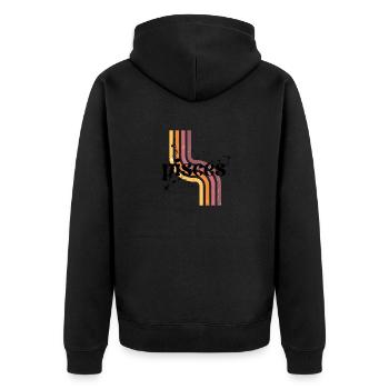 Fische Retro-Horoskop - Unisex Premium Bio Zip Hoodie - Schwarz - Hinten - Nico (187cm)