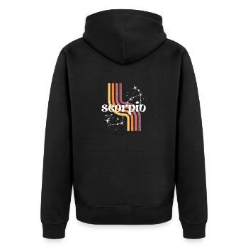 Skorpion Retro Horoskop - Unisex Premium Bio Zip Hoodie - Schwarz - Hinten - Nico (187cm)