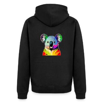 Koala - Unisex Premium Organic Zip Hoodie - black - Back - Nico (187cm)