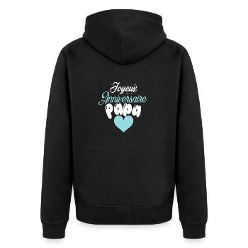 Joyeux anniversaire papa - Veste à capuche bio Premium Unisexe - noir - Dos - Nico (187cm)