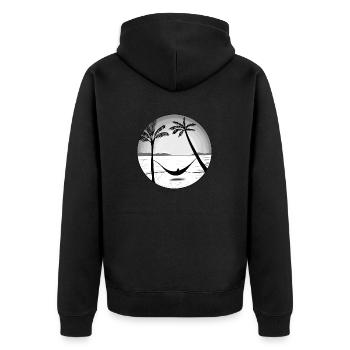 PARADIES - Unisex Premium Bio Zip Hoodie - Schwarz - Hinten - Nico (187cm)