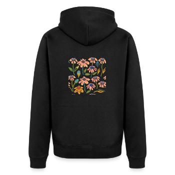 Spring Blooms Beautiful Flowers Aesthetic Drawing - Unisex Premium Organic Zip Hoodie - black - Back - Nico (187cm)