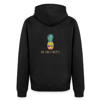 Sun, Sand and Pineapple - Unisex Premium Organic Zip Hoodie - black - Back - Nico (187cm)