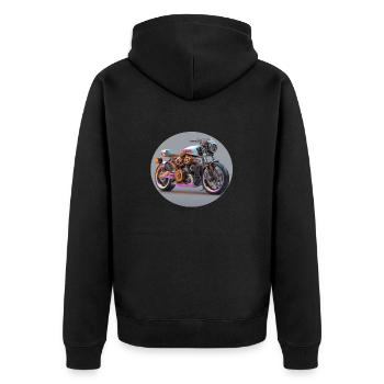 V Twin art - Unisex Premium Organic Zip Hoodie - black - Back - Nico (187cm)