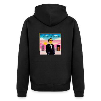 Der Himmel ist nicht die Grenze Es ist nur der Anfang - Unisex Premium Bio Zip Hoodie - Schwarz - Hinten - Nico (187cm)