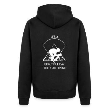 Rennrad - Unisex Premium Bio Zip Hoodie - Schwarz - Hinten - Nico (187cm)