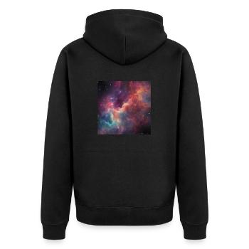 A.I. Nebula Galaxy - Unisex Premium Bio Zip Hoodie - Schwarz - Hinten - Nico (187cm)