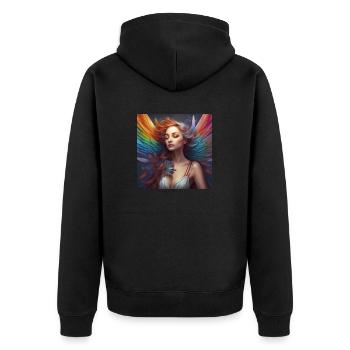 Rainbow Elf5 - Unisex Premium Bio Zip Hoodie - Schwarz - Hinten - Nico (187cm)