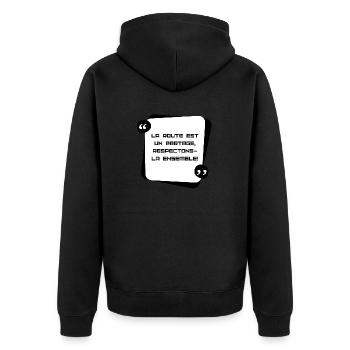 La route est un partage, respectons la ensemble - Veste à capuche bio Premium Unisexe - noir - Dos - Nico (187cm)