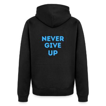 never give up 1 - Veste à capuche bio Premium Unisexe - noir - Dos - Nico (187cm)