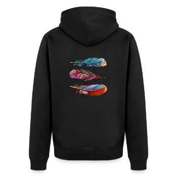 Feder - Unisex Premium Bio Zip Hoodie - Schwarz - Hinten - Nico (187cm)