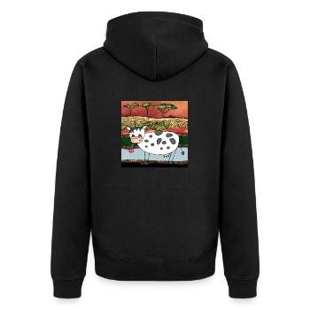 Cow - Unisex Premium Organic Zip Hoodie - black - Back - Nico (187cm)