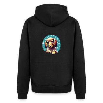 Dachshund Hund Weihnachten Dackelwelpe Winter - Unisex Premium Bio Zip Hoodie - Schwarz - Hinten - Nico (187cm)