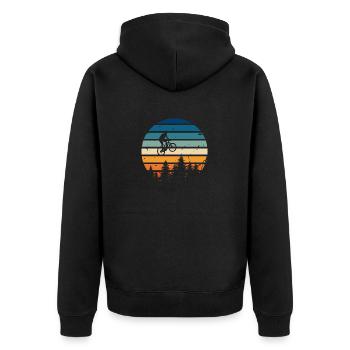 Retro-Fahrrad - Unisex Premium Bio Zip Hoodie - Schwarz - Hinten - Nico (187cm)