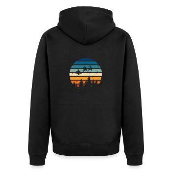 Retro-Weihnachtsmann - Unisex Premium Bio Zip Hoodie - Schwarz - Hinten - Nico (187cm)