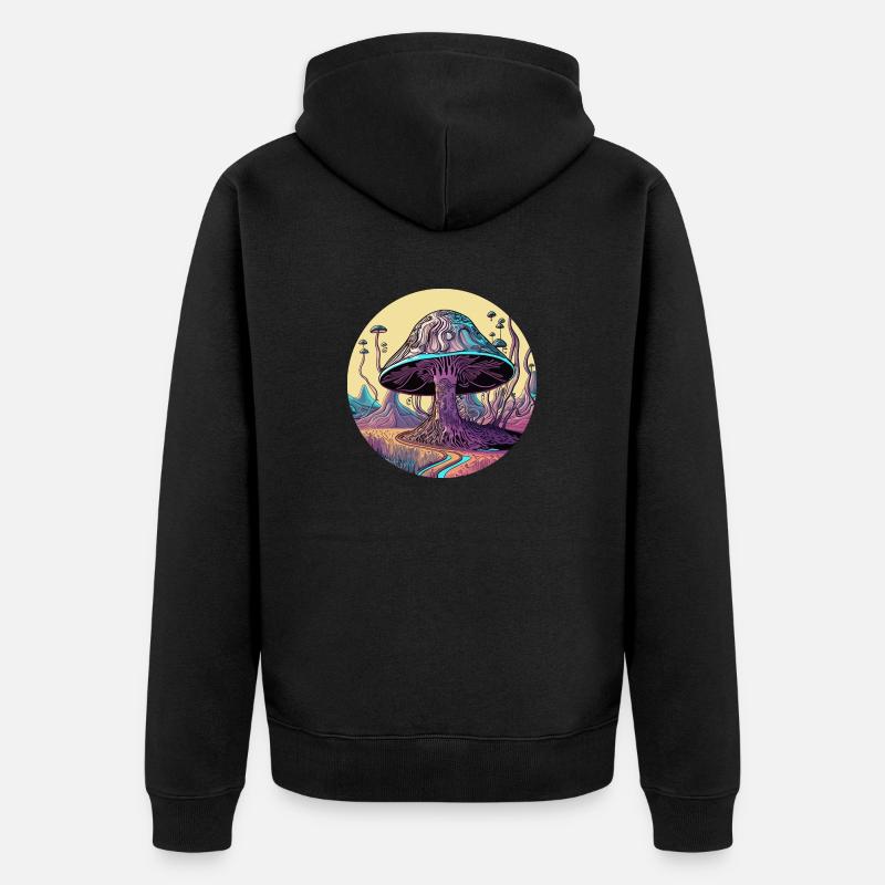 Vallée des champignons psychédéliques - Veste à capuche bio Premium Unisexe - noir