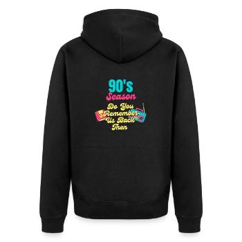 90er Jahre Erinnerst du dich noch an uns damals? - Unisex Premium Bio Zip Hoodie - Schwarz - Hinten - Nico (187cm)