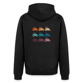 Retro-Traktor - Unisex Premium Bio Zip Hoodie - Schwarz - Hinten - Nico (187cm)