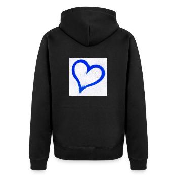 Deep blue grunge heart - Unisex Premium Organic Zip Hoodie - black - Back - Nico (187cm)