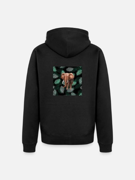 Palmen-Muster, Elefant Palm Pattern, Elephant - Unisex Premium Organic Zip Hoodie - black