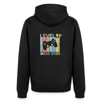 Homme Papa 2023 Futurs Parents Level Up Joueur - Veste à capuche bio Premium Unisexe - noir - Dos - Nico (187cm)