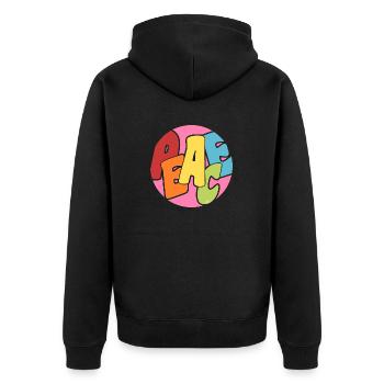 Colorful Peace - Unisex Premium Organic Zip Hoodie - black - Back - Nico (187cm)