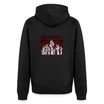 Zombie Hands Behind Fence - Unisex Premium Organic Zip Hoodie - black - Back - Nico (187cm)