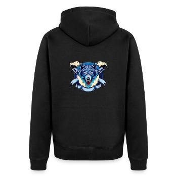 Wolf - Unisex Premium Organic Zip Hoodie - black - Back - Nico (187cm)