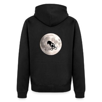 Halmi Flying to the Moon - Unisex Premium Bio Zip Hoodie - Schwarz - Hinten - Nico (187cm)