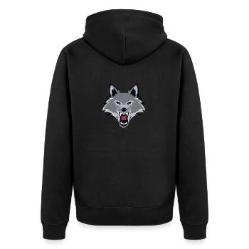 angry wolf - Unisex Premium Organic Zip Hoodie - black - Back - Nico (187cm)