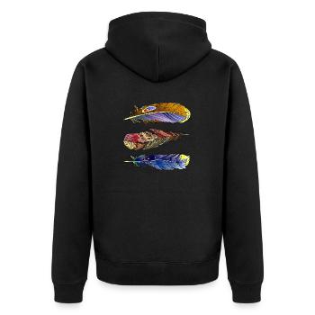 Feder - Unisex Premium Bio Zip Hoodie - Schwarz - Hinten - Nico (187cm)