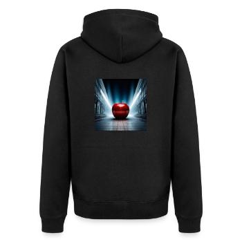 Apfel in der City - Unisex Premium Bio Zip Hoodie - Schwarz - Hinten - Nico (187cm)