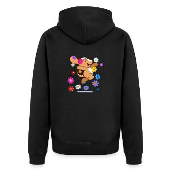 Happy Hippie Beagle - Unisex Premium Bio Zip Hoodie - Schwarz - Hinten - Nico (187cm)