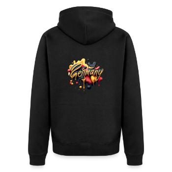 Germany-Style - Unisex Premium Bio Zip Hoodie - Schwarz - Hinten - Nico (187cm)