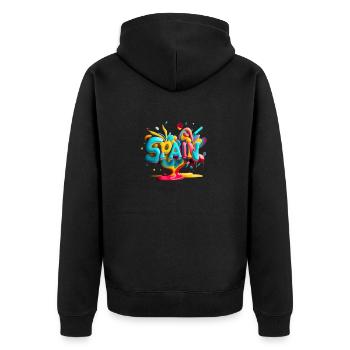 Spain-Style - Unisex Premium Bio Zip Hoodie - Schwarz - Hinten - Nico (187cm)