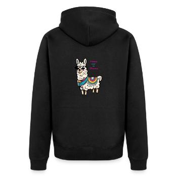 Llama need no Drama Geschenk - Unisex Premium Bio Zip Hoodie - Schwarz - Hinten - Nico (187cm)