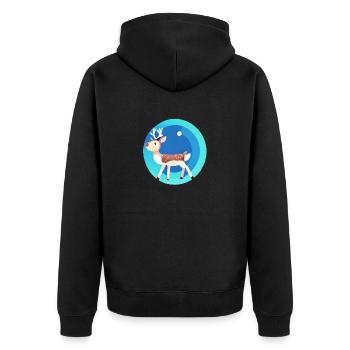 Rentier Weihnachten Weihnachtsgeschenk Elch Reh - Unisex Premium Bio Zip Hoodie - Schwarz - Hinten - Nico (187cm)