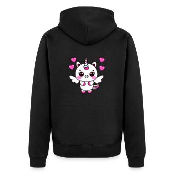 Einhorn Mädchen Unicorn Fabeltier Einhörner - Unisex Premium Bio Zip Hoodie - Schwarz - Hinten - Nico (187cm)